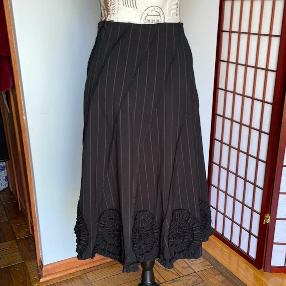 Sunny Leigh Black Skirt with Pink Pinstripes,  Size 8